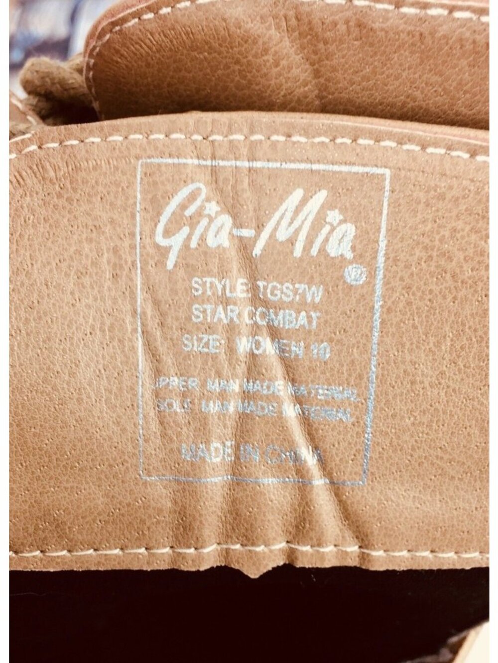Gia Mia Boot Size 10 Womens Combat Star Studs Tan Natural - Picture 7 of 7
